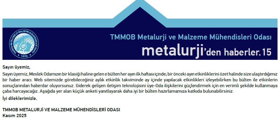 E-BÜLTEN KASIM AYI SAYISI YAYINLANDI